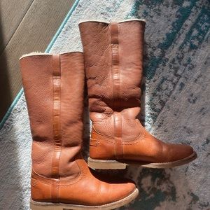 Tall Sheepskin soft Cognac Frye Leather boots